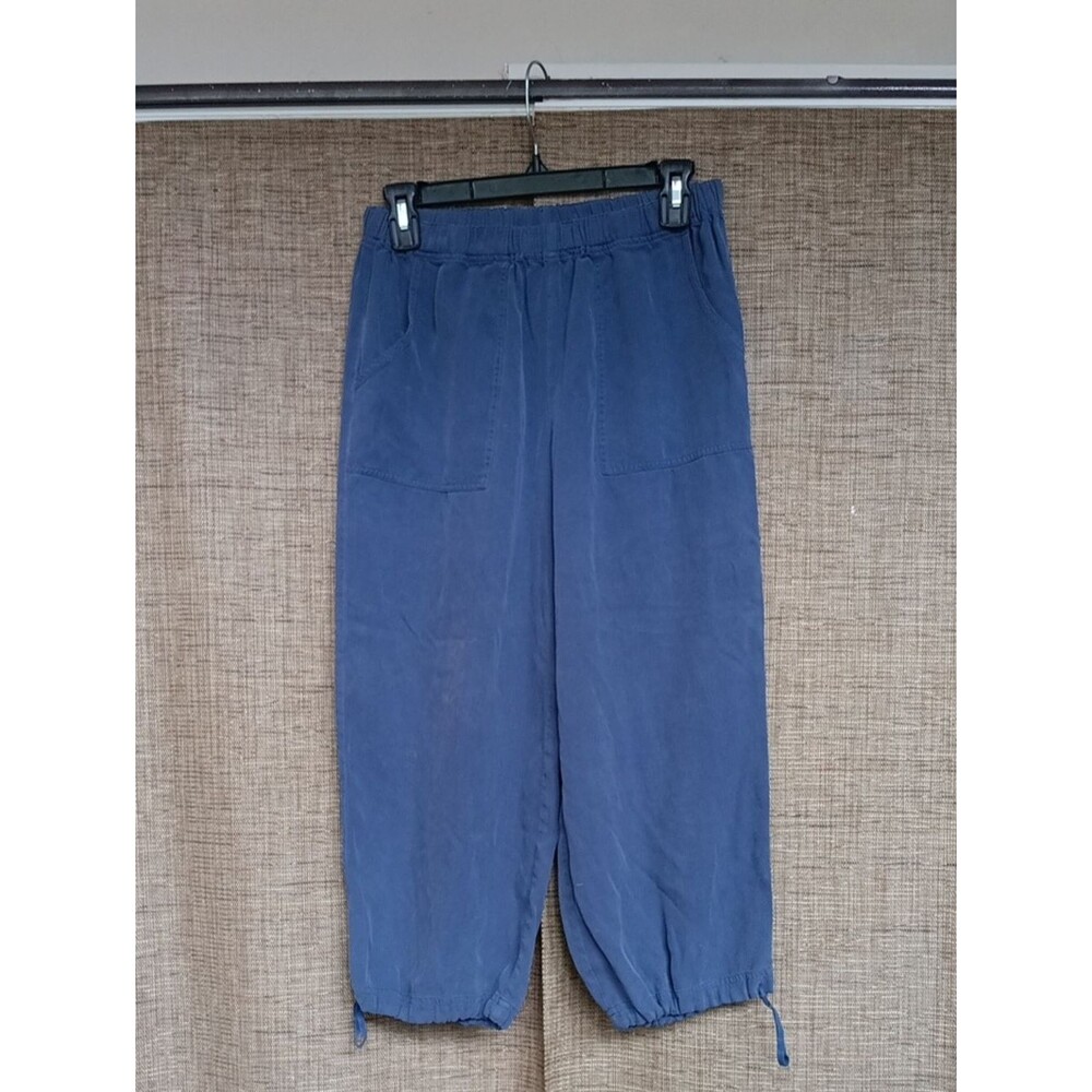 Chico's Silk Capris Blue Gray Color Size 1